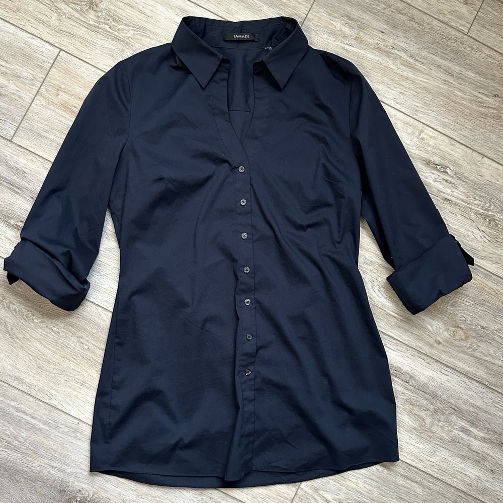 Tahari Womens Button Down Top Medium